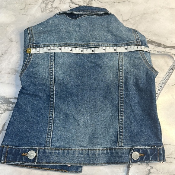7 For All Mankind Girls Medium Wash Denim Embroidered Jacket See Measurements - Picture 8 of 9